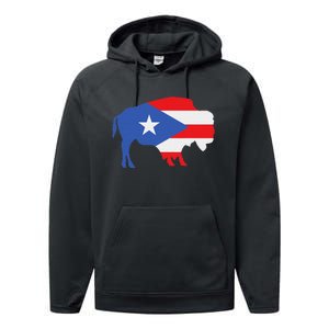 Buffalo Puerto Rico Buffalo New York Puerto Rican Performance Fleece Hoodie