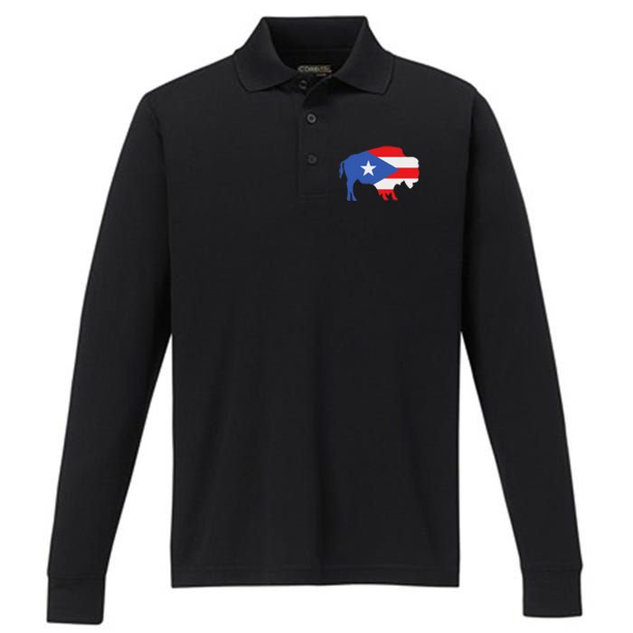 Buffalo Puerto Rico Buffalo New York Puerto Rican Performance Long Sleeve Polo