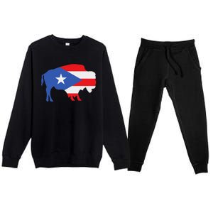 Buffalo Puerto Rico Buffalo New York Puerto Rican Premium Crewneck Sweatsuit Set