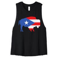 Buffalo Puerto Rico Buffalo New York Puerto Rican Women's Racerback Cropped Tank