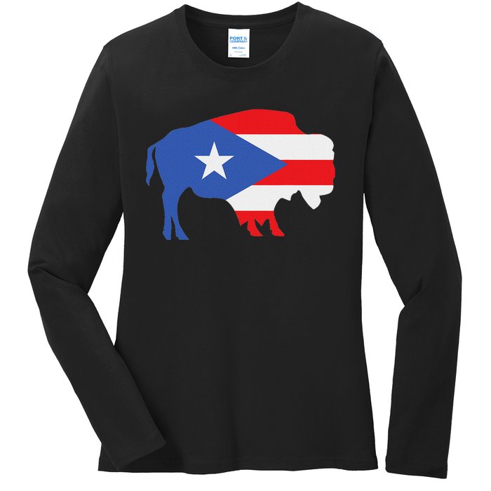 Buffalo Puerto Rico Buffalo New York Puerto Rican Ladies Long Sleeve Shirt