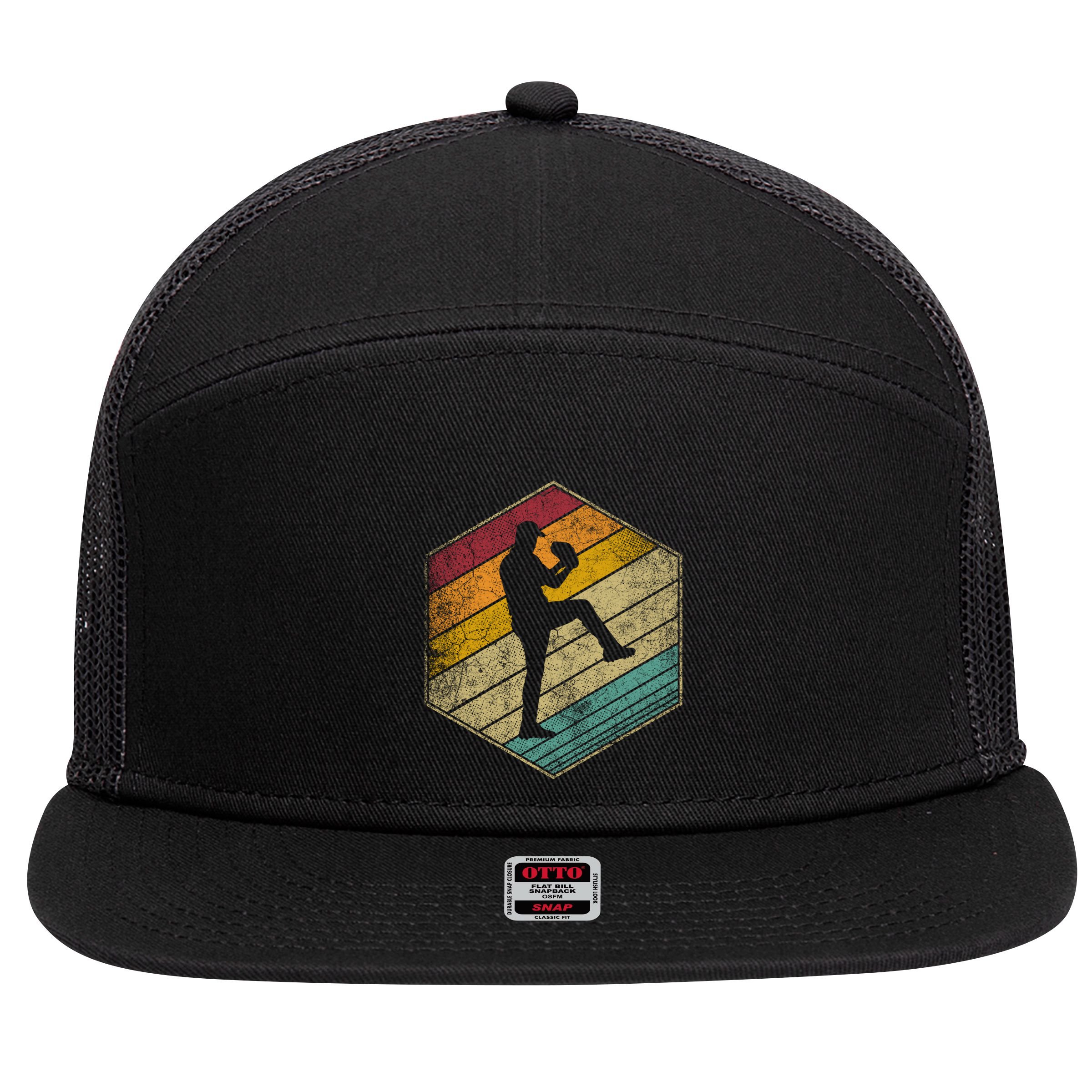 Baseball Pitcher Retro Vintage 70s 80s 90s Gift Cute Gift 7 Panel Mesh Trucker Snapback Hat