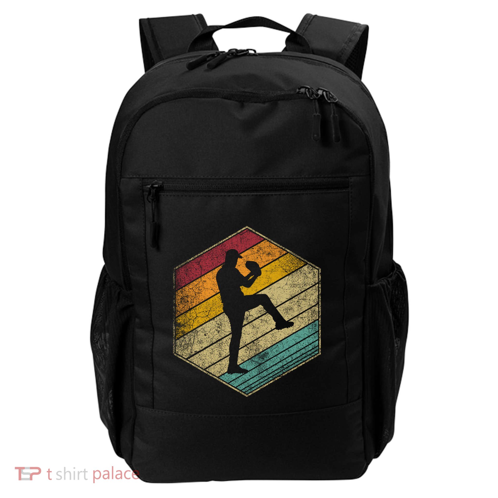 Baseball Pitcher Retro Vintage 70s 80s 90s Gift Cute Gift Backpack