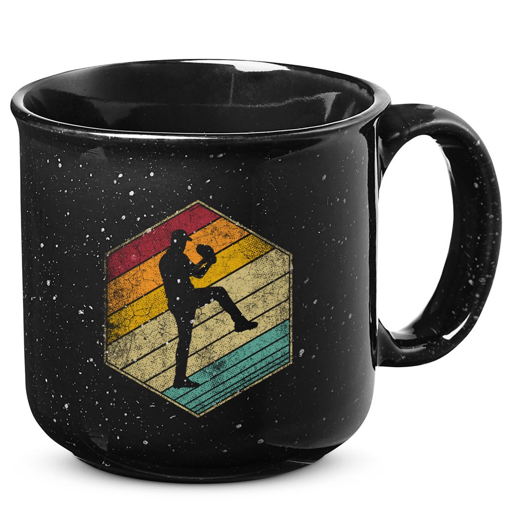 Baseball Pitcher Retro Vintage 70s 80s 90s Gift Cute Gift 15oz Campfire Ceramic Mug
