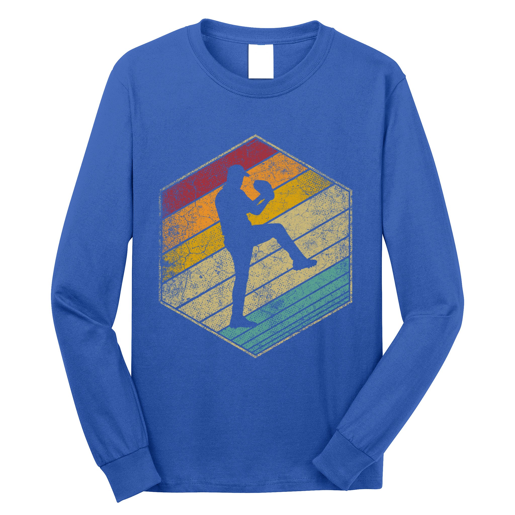 Baseball Pitcher Retro Vintage 70s 80s 90s Gift Cute Gift Long Sleeve Shirt