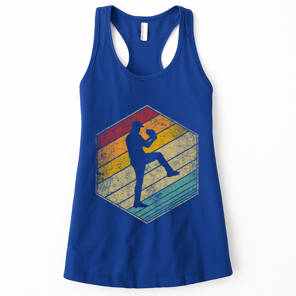 Baseball Pitcher Retro Vintage 70s 80s 90s Gift Cute Gift Womens Tank Top