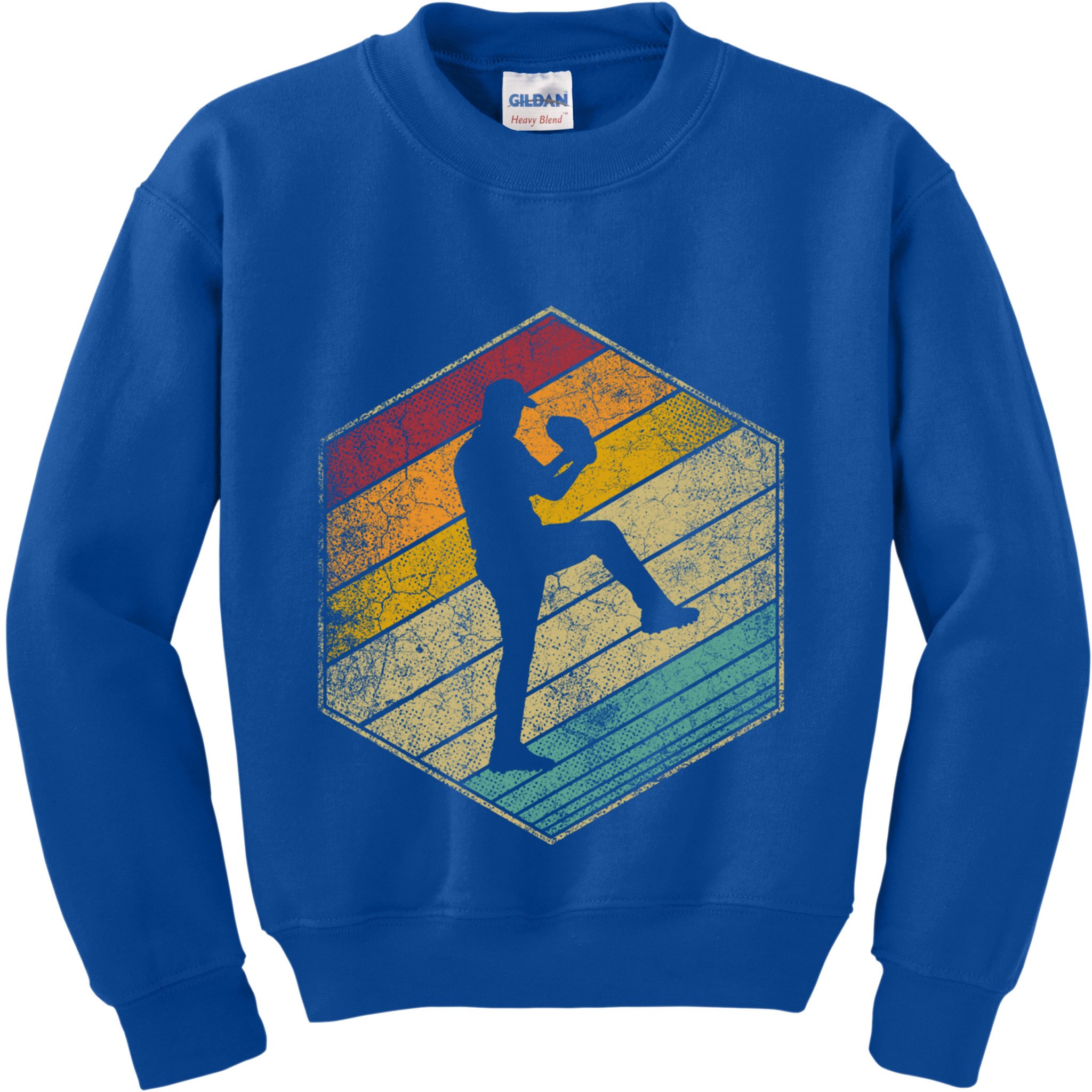 Baseball Pitcher Retro Vintage 70s 80s 90s Gift Cute Gift Kids Sweatshirt