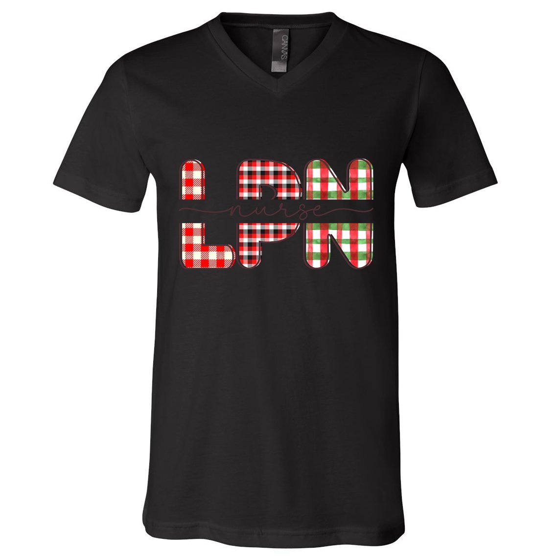 Buffalo Plaid Rn Nurse Graphic V-Neck T-Shirt