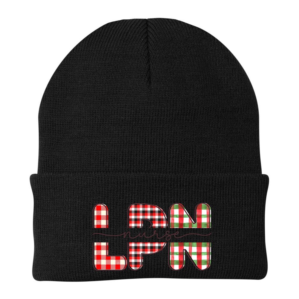 Buffalo Plaid Rn Nurse Graphic Beanie