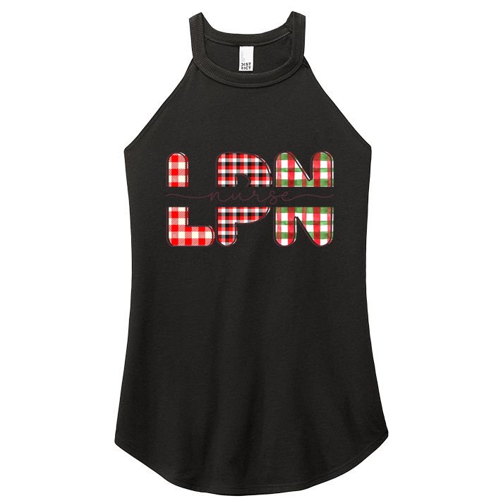 Buffalo Plaid Rn Nurse Graphic Women's Perfect Tri Rocker Tank