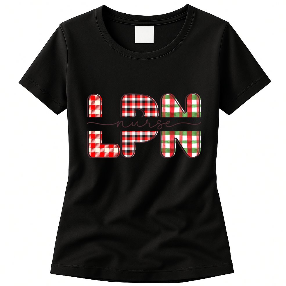 Buffalo Plaid Rn Nurse Graphic Womens T-Shirt