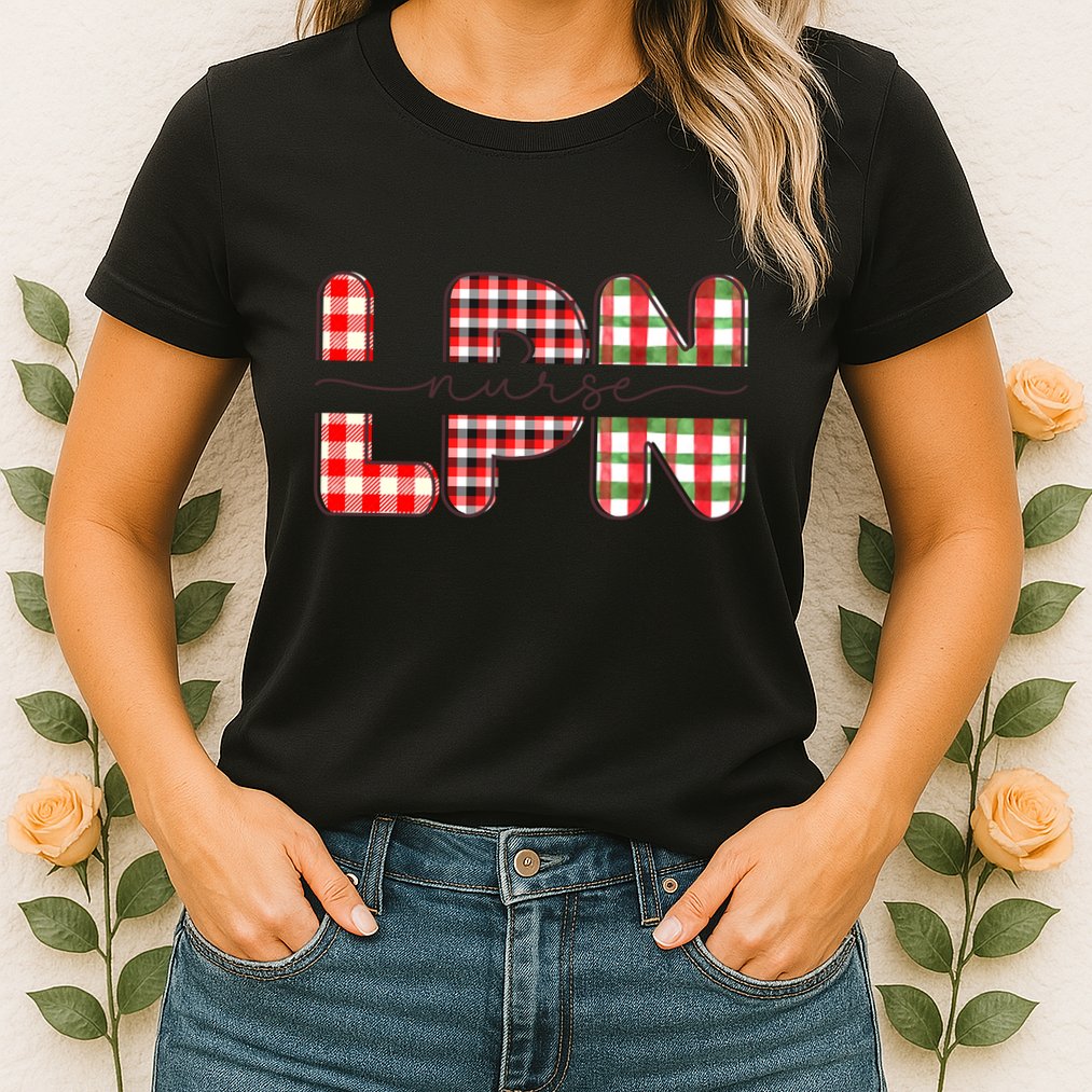 Buffalo Plaid Rn Nurse Graphic Womens T-Shirt
