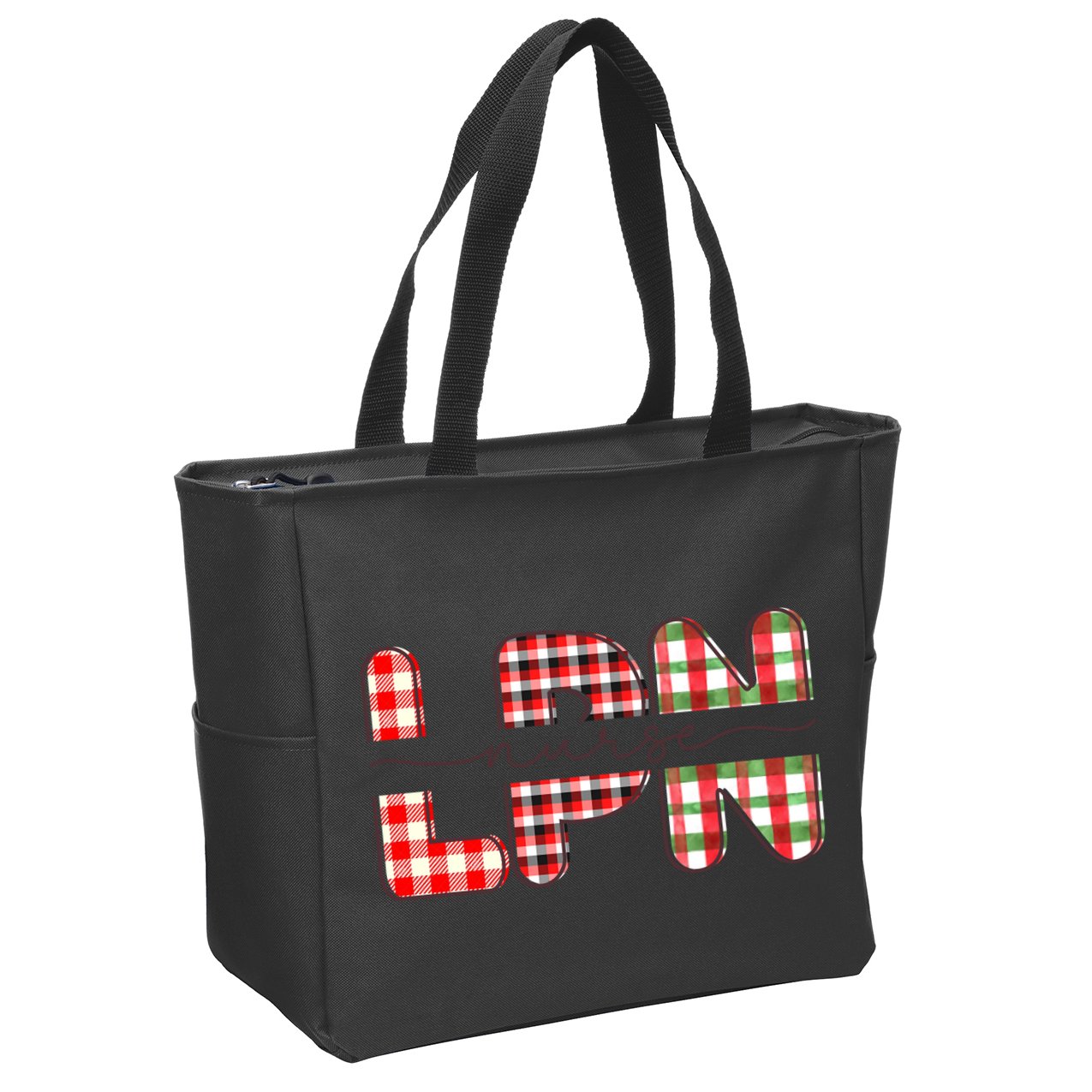 Buffalo Plaid Rn Nurse Graphic Zip Tote Bag