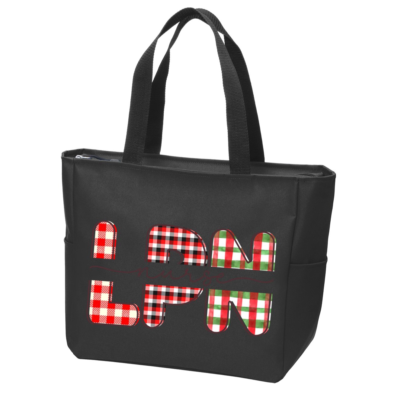 Buffalo Plaid Rn Nurse Graphic Zip Tote Bag