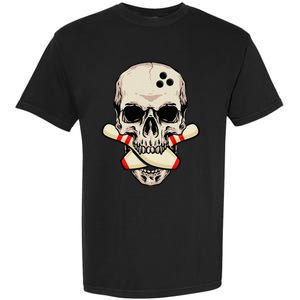 Bowling Pins Retro Skull Skeleton Head Bowling Ball Garment-Dyed Heavyweight T-Shirt