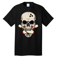 Bowling Pins Retro Skull Skeleton Head Bowling Ball Tall T-Shirt