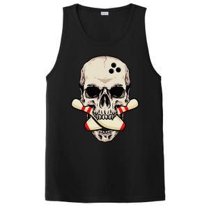 Bowling Pins Retro Skull Skeleton Head Bowling Ball PosiCharge Competitor Tank