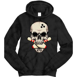 Bowling Pins Retro Skull Skeleton Head Bowling Ball Tie Dye Hoodie