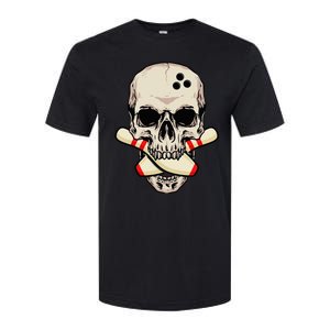 Bowling Pins Retro Skull Skeleton Head Bowling Ball Softstyle CVC T-Shirt