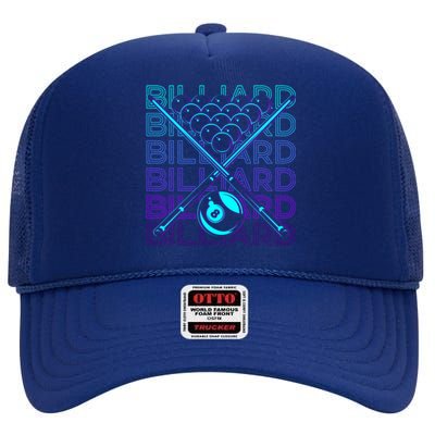 Billiard Player Retro Gift High Crown Mesh Back Trucker Hat