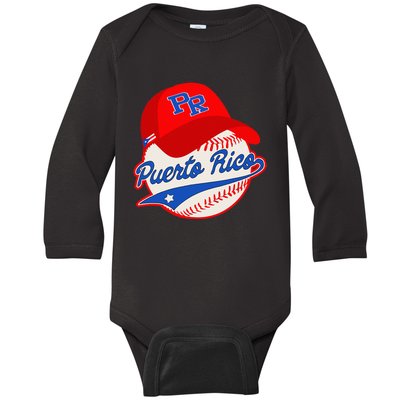 Boricua Puerto Rican Puerto Rico Baseball Baby Long Sleeve Bodysuit