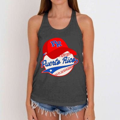 Boricua Puerto Rican Puerto Rico Baseball Women's Knotted Racerback Tank