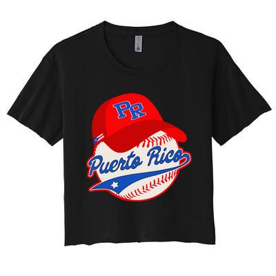 Boricua Puerto Rican Puerto Rico Baseball Women's Crop Top Tee