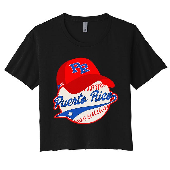 Boricua Puerto Rican Puerto Rico Baseball Women's Crop Top Tee