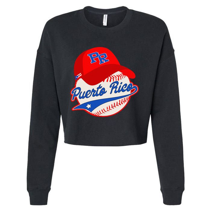 Boricua Puerto Rican Puerto Rico Baseball Cropped Pullover Crew