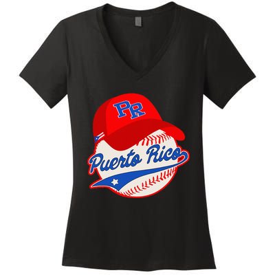 Boricua Puerto Rican Puerto Rico Baseball Women's V-Neck T-Shirt