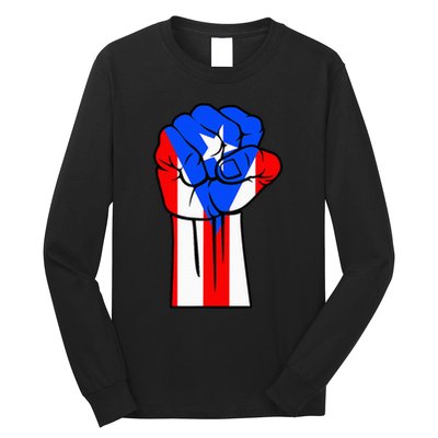 Boricua Puerto Rico PR Flag Puerto Rican Fist Hand Heritage Long Sleeve Shirt