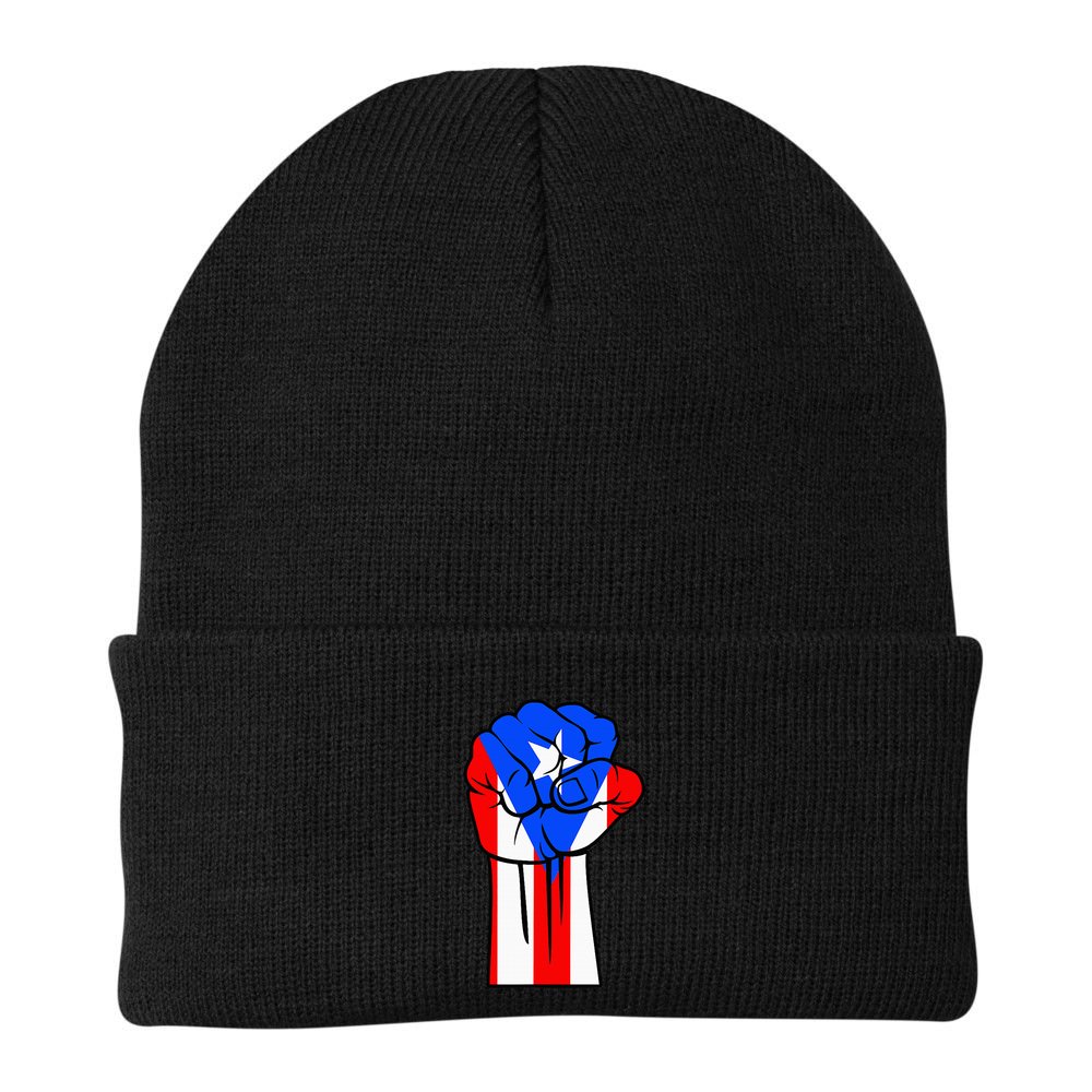 Boricua Puerto Rico PR Flag Puerto Rican Fist Hand Heritage Beanie