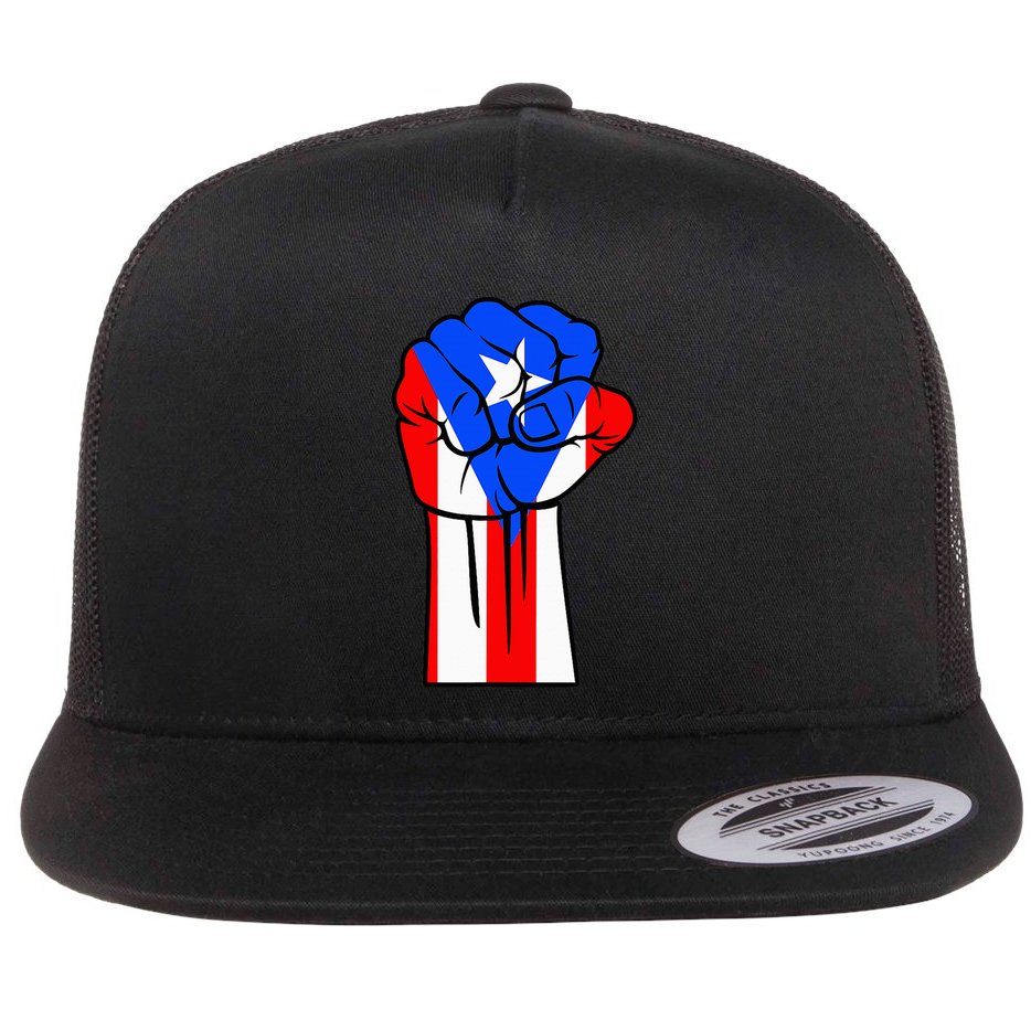Boricua Puerto Rico PR Flag Puerto Rican Fist Hand Heritage Flat Bill Trucker Hat
