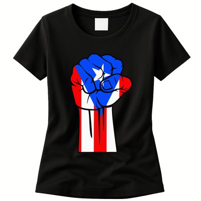 Boricua Puerto Rico PR Flag Puerto Rican Fist Hand Heritage Womens T-Shirt
