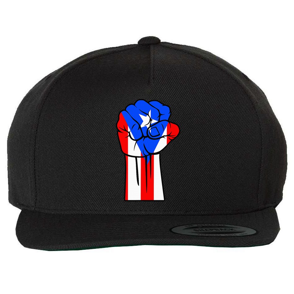 Boricua Puerto Rico PR Flag Puerto Rican Fist Hand Heritage Wool Snapback Cap