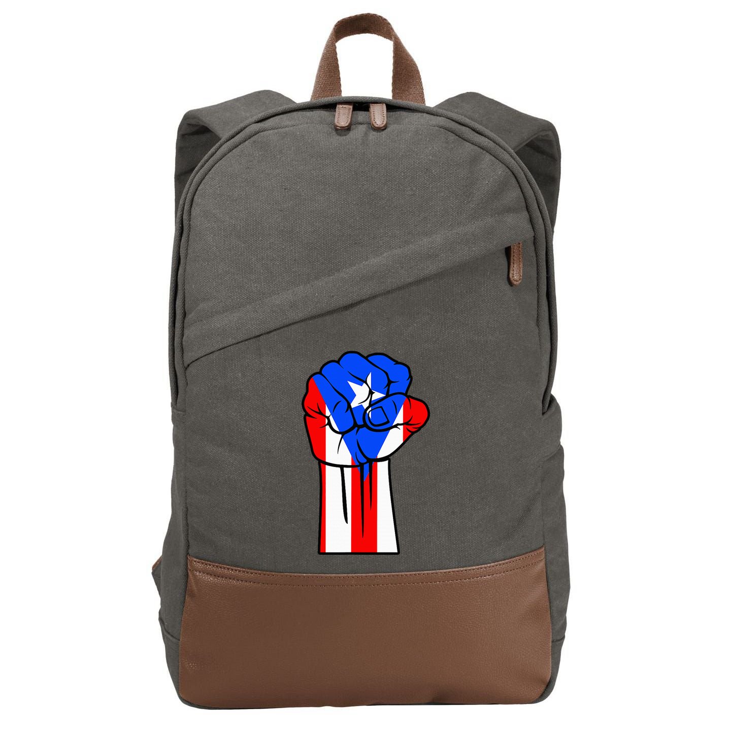 Boricua Puerto Rico PR Flag Puerto Rican Fist Hand Heritage Cotton Canvas Backpack
