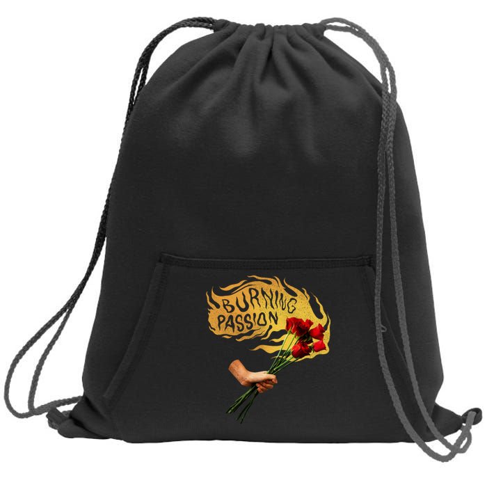 Burning Passion Rose Sweatshirt Cinch Pack Bag