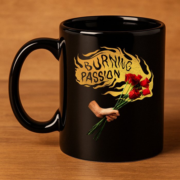 Burning Passion Rose 11oz C Handle Ceramic Mug