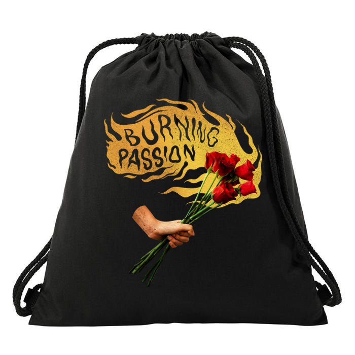 Burning Passion Rose Drawstring Bag