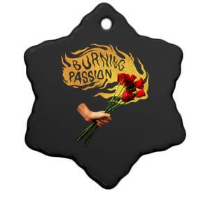 Burning Passion Rose Ceramic Star Ornament