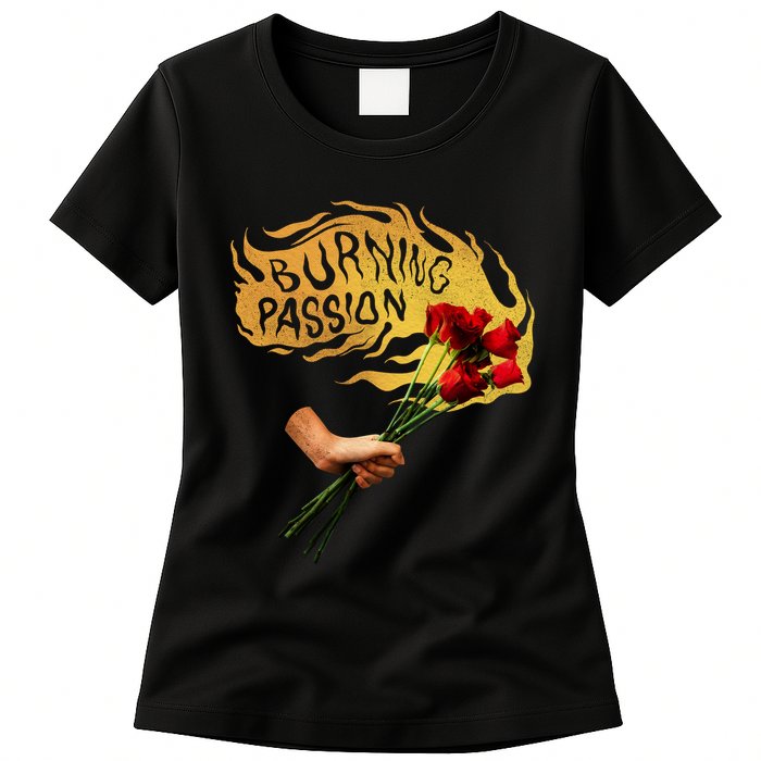 Burning Passion Rose Womens T-Shirt