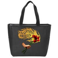 Burning Passion Rose Zip Tote Bag