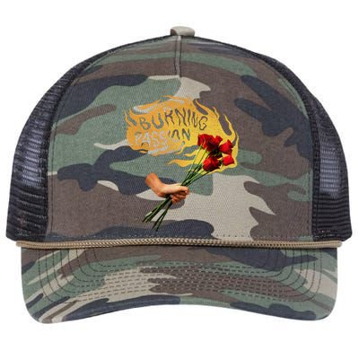 Burning Passion Rose Retro Rope Trucker Hat Cap