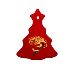 Burning Passion Rose Ceramic Tree Ornament