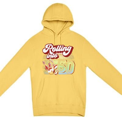 Bowling Party Rolling Into 50 Bowling Birthday Premium Pullover Hoodie