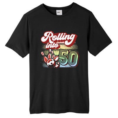 Bowling Party Rolling Into 50 Bowling Birthday Tall Fusion ChromaSoft Performance T-Shirt