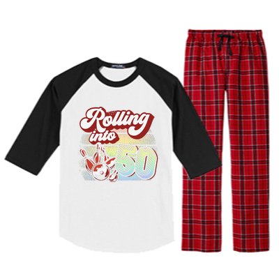 Bowling Party Rolling Into 50 Bowling Birthday Raglan Sleeve Pajama Set