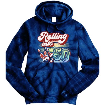 Bowling Party Rolling Into 50 Bowling Birthday Tie Dye Hoodie