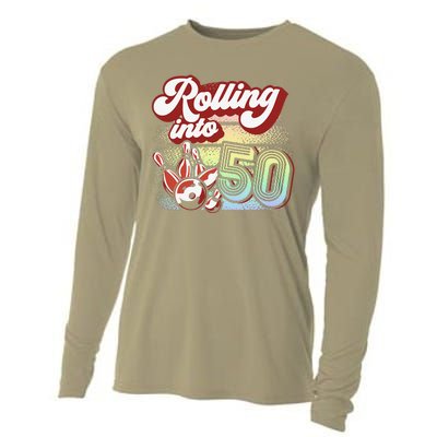 Bowling Party Rolling Into 50 Bowling Birthday Cooling Performance Long Sleeve Crew