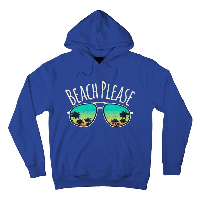 Beach Please Retro Surf Vintage Sunglasses Distressed Gift Funny Gift Hoodie